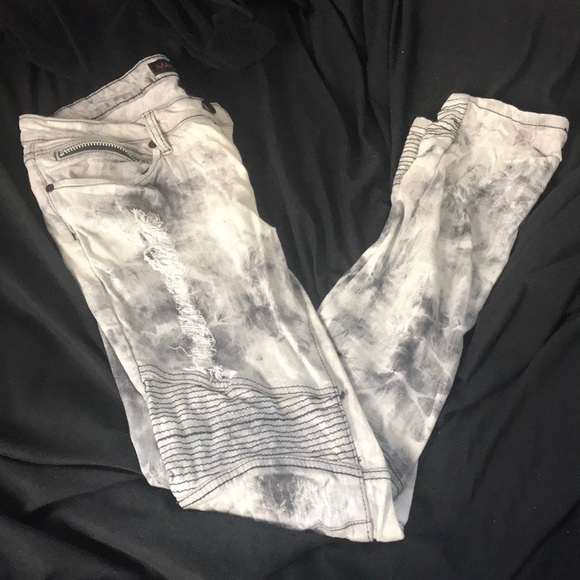 Material Girl Denim - Acid washed moto jeans